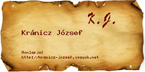 Kránicz József névjegykártya